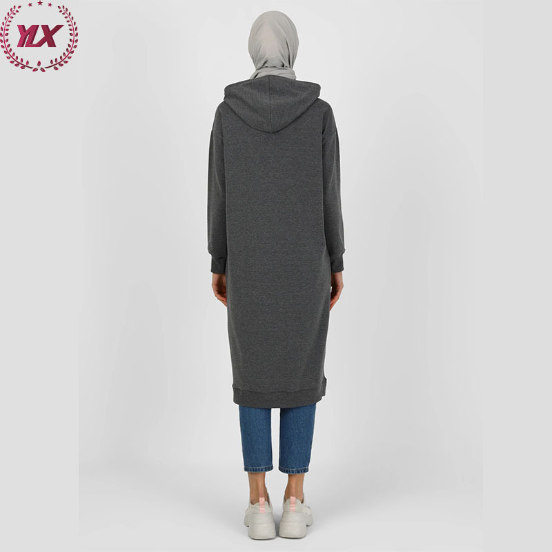 Factory Price Good Quality Kangaroo Pocket Hooded Long Sweatshirt Grey Different Color Modest Customized Hoodie