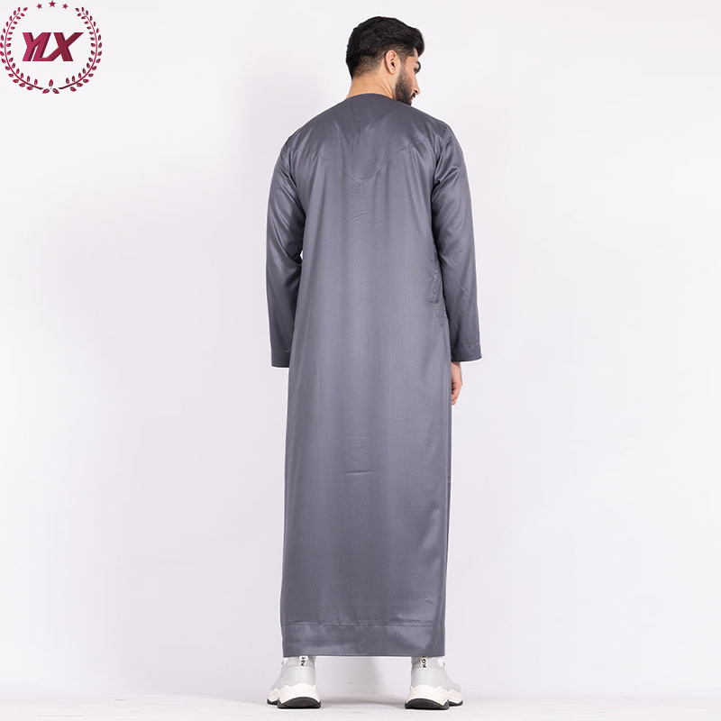 Muslim Manufacturing Vietnam New Design Islamic Silk Palestine Solid Color Daffah 2023 Fashion Arab Al Thobe