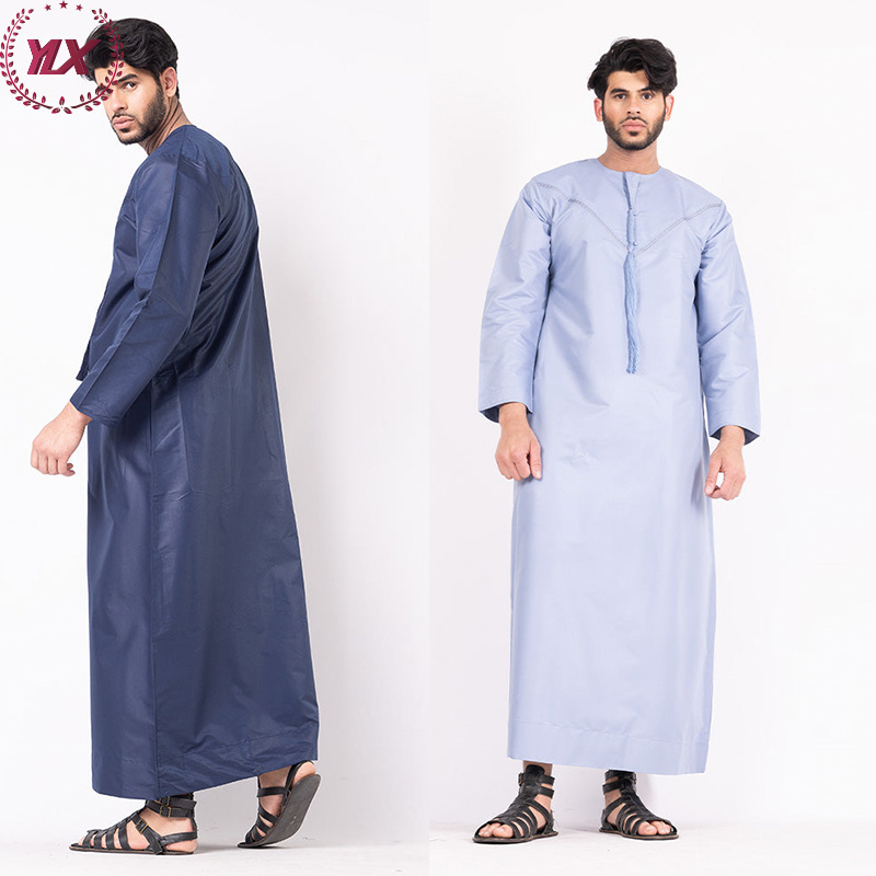 Men For Jubba Or Muslim Gandoura Manufacturing New Design Islamic Silk Palestine Solid Color Daffah 2023 Fashion Arab Al Thobe