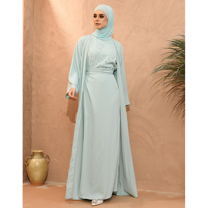 Solid ColorKaftan Abaya Burqa Fashion Design Wholesale Dubai Abaya Islamic Clothing Moroccan Muslim Dress Kaftan for Sale