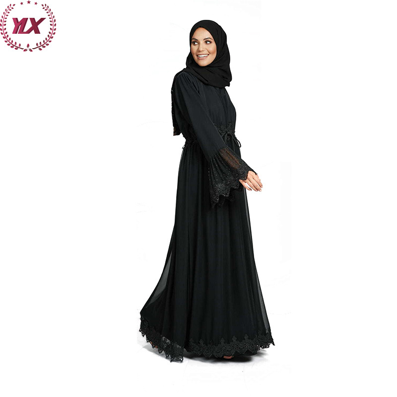 Black Jilbab Loose Zipper Second Hand Abaya Women Muslim Dress Polyester OEM Service Adults Velvet Abaya Islam Turkey Abaya 2021