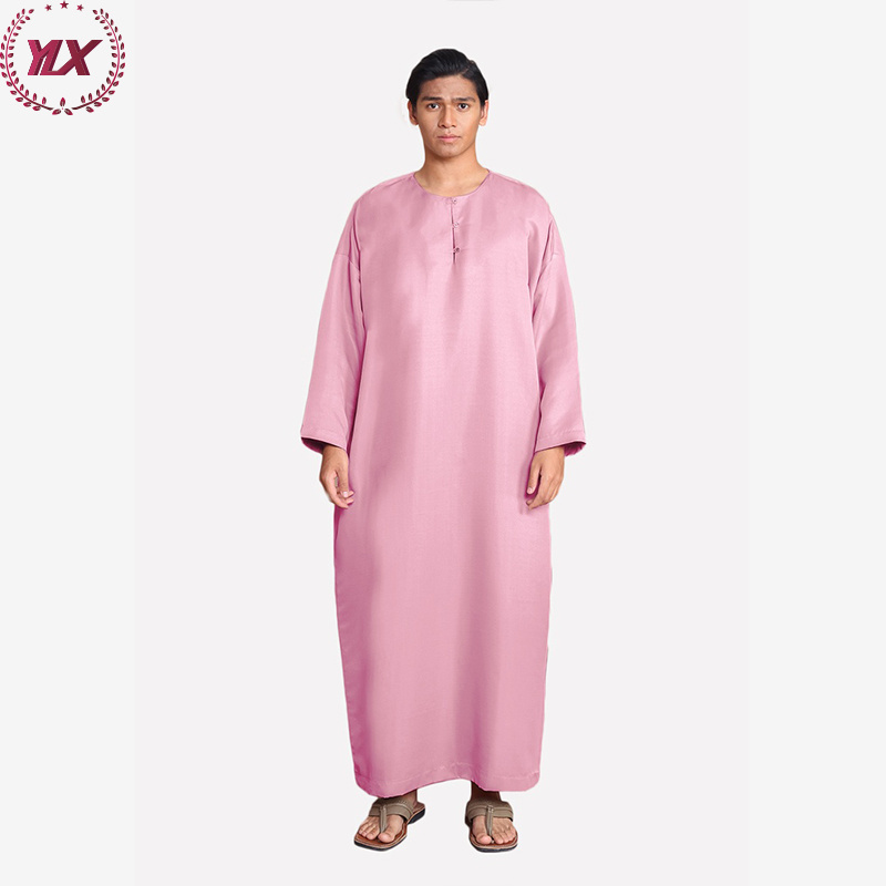 Dubai Thawb Hommes Arab Moroccan Pink Long Sleeves Wholesale For Men Muslim Thobe