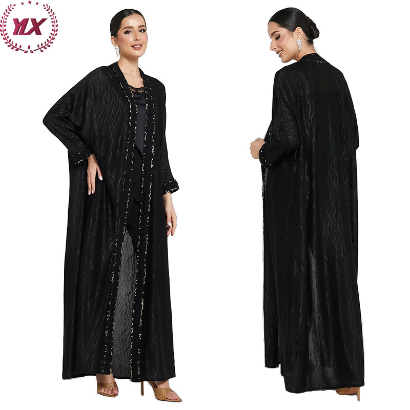 OEM ODM Clothing Manufacture Custom Abaya Low MOQ High Quality Clothing Dubai Qatar Abayas Designs Muslim Open abaya