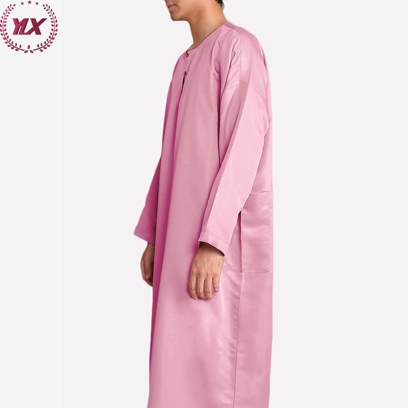 Dubai Thawb Hommes Arab Moroccan Pink Long Sleeves Wholesale For Men Muslim Thobe