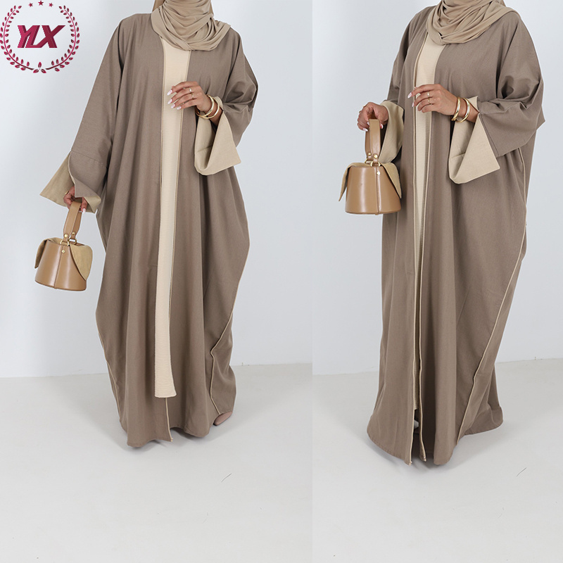 Wholesale Modest Ethnic Islamic Clothing Women Fashion Abaya Muslim Dress from Turkey Open Muslim Luxury Dubai Vrouwen Winter