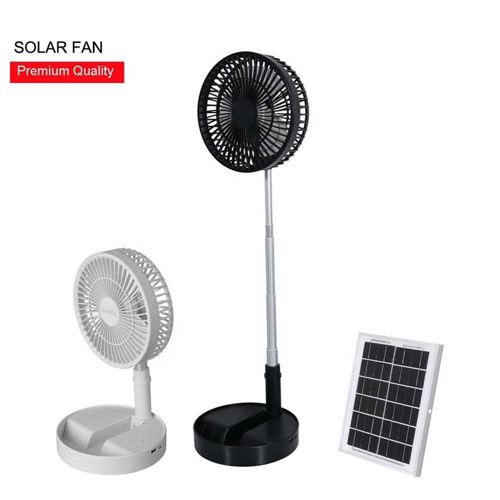 Mini Folding Fan 8 Inch Solar Power Cooler Pedestal Standing fan Portable Usb Rechargeable Tower Table Desk Stand Fan