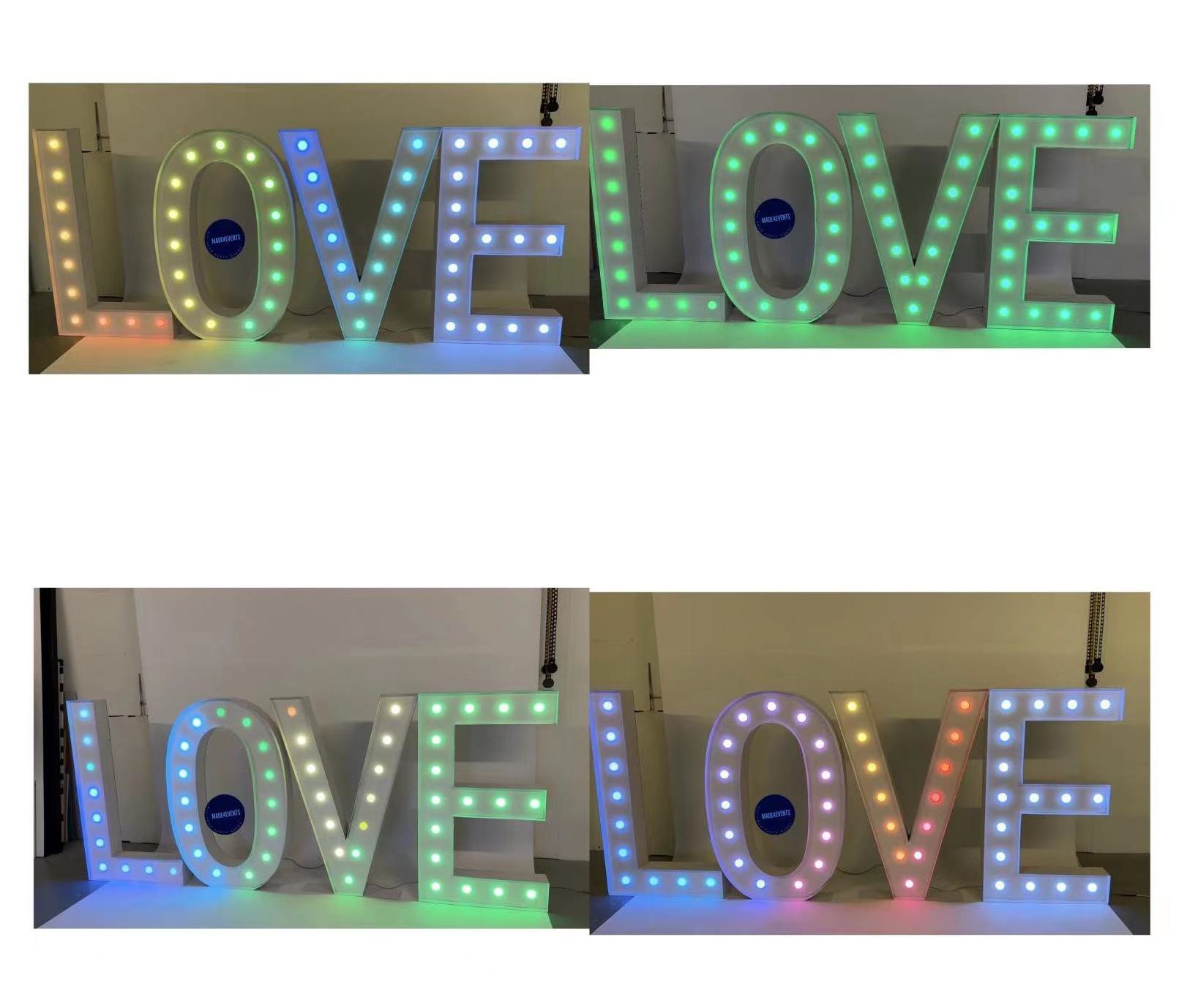 Large Light Bulb Word Love 4ft  3d Lighting Led Letters Custom Marquee Letter Outdoor Waterproof Metal Led Marquee Letters