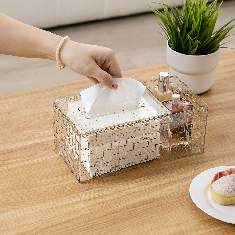 New style desktop transparent plastic box storage facial paper tissue box for home