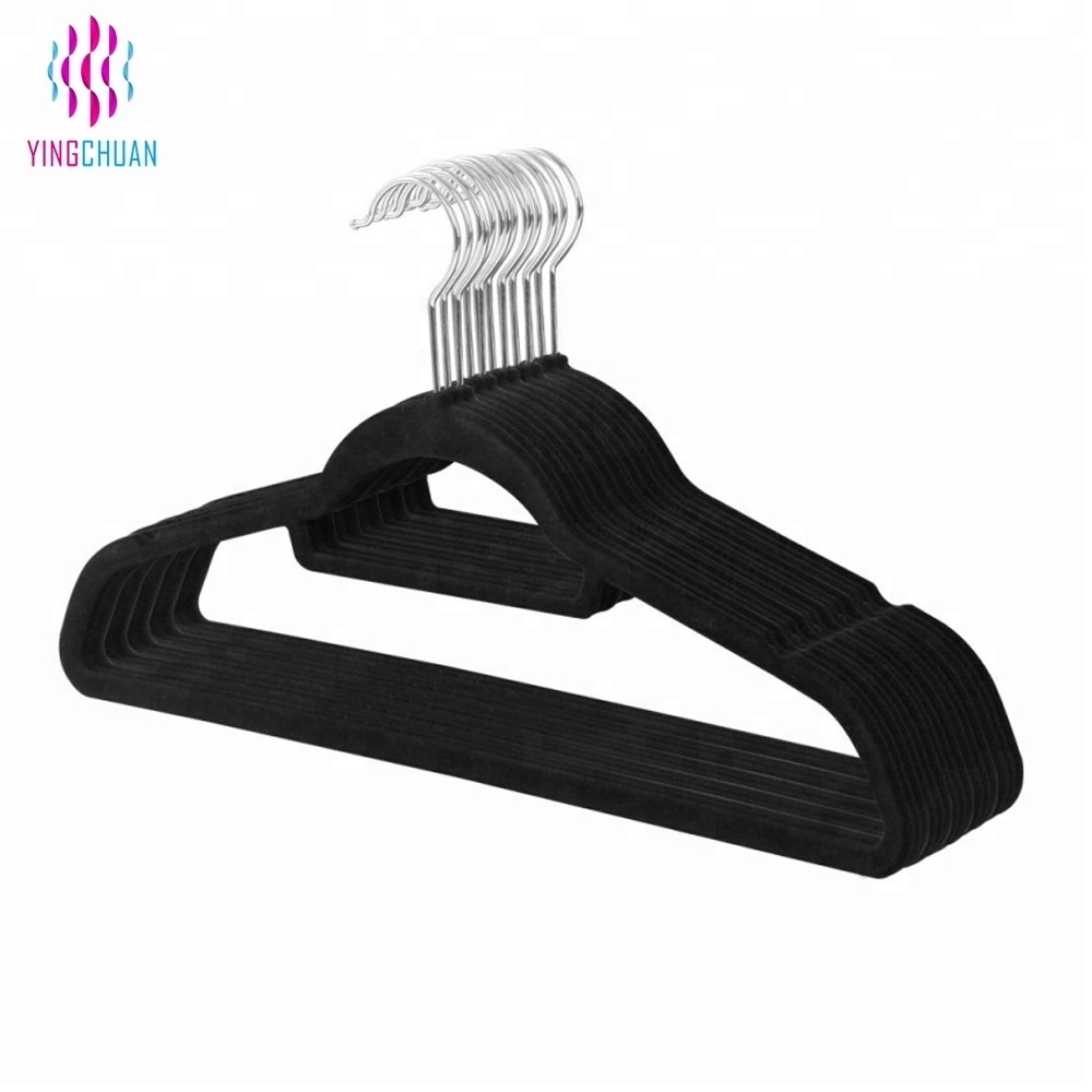 High-quality black velvet plastic hangers closet