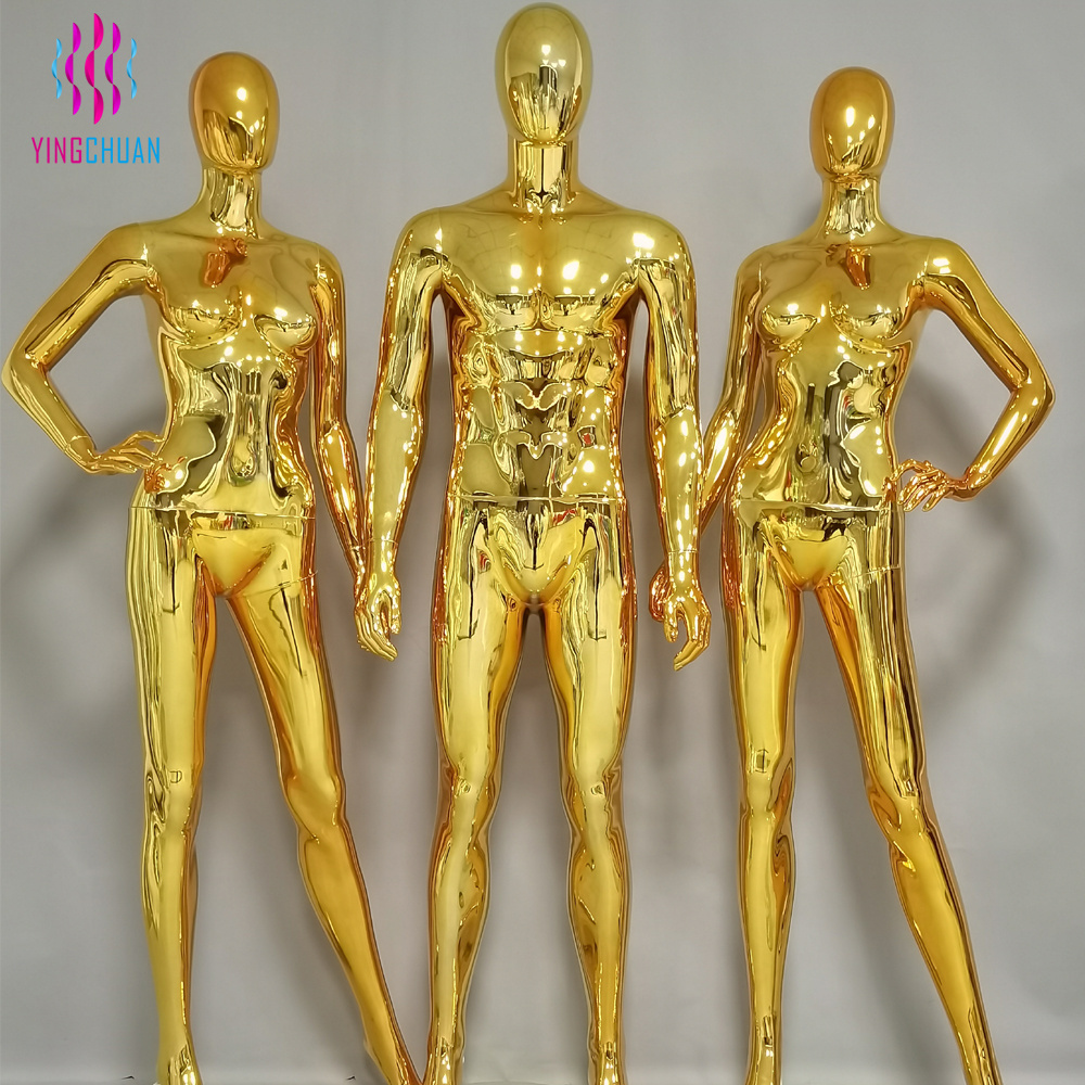 Electroplate Chrome Mannequin Full Body Golden Chrome Mannequins Dummy Silver Female Gold Mannequin