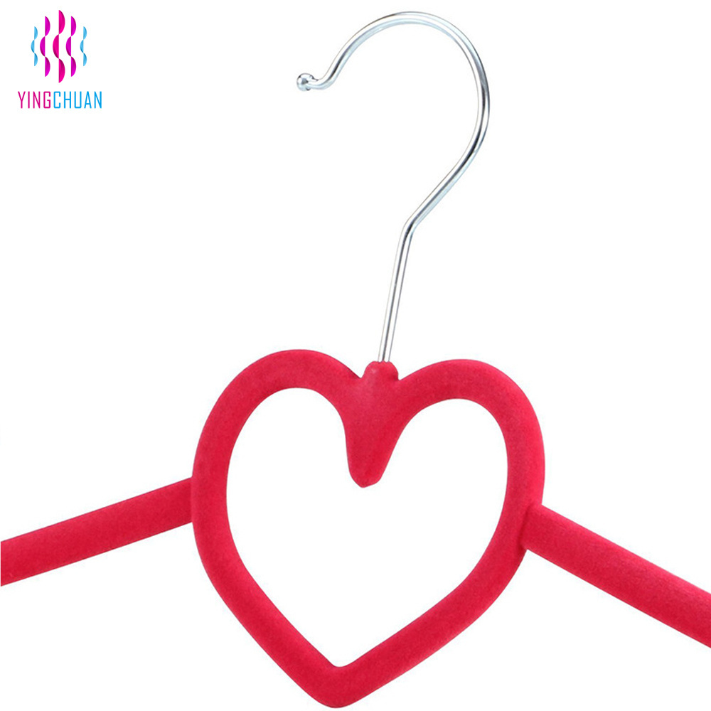 Plastic clothes hanger heart shape velvet hanger for coat suit