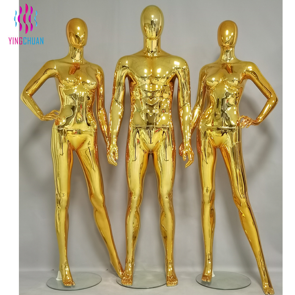 Electroplate Chrome Mannequin Full Body Golden Chrome Mannequins Dummy Silver Female Gold Mannequin