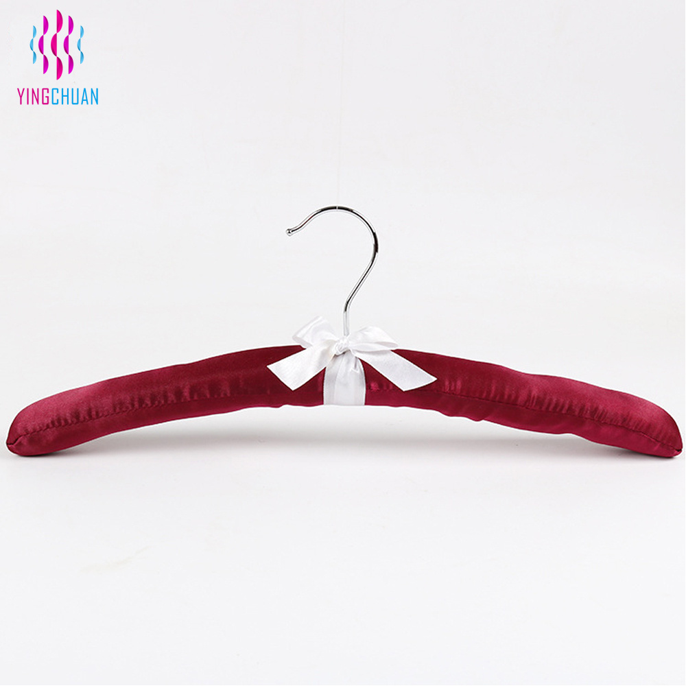 Wholesale cheap padded fabric pink hangers for clothes Velvet hanger