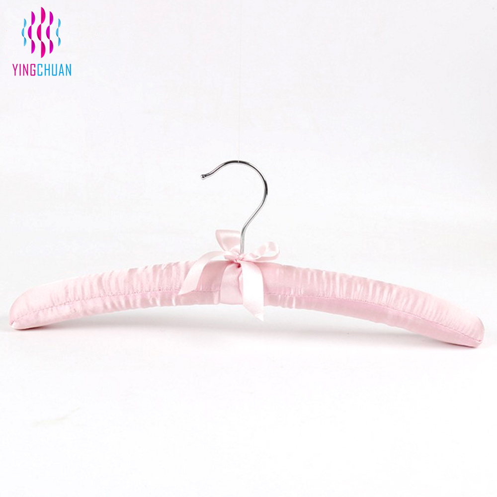 Wholesale cheap padded fabric pink hangers for clothes Velvet hanger