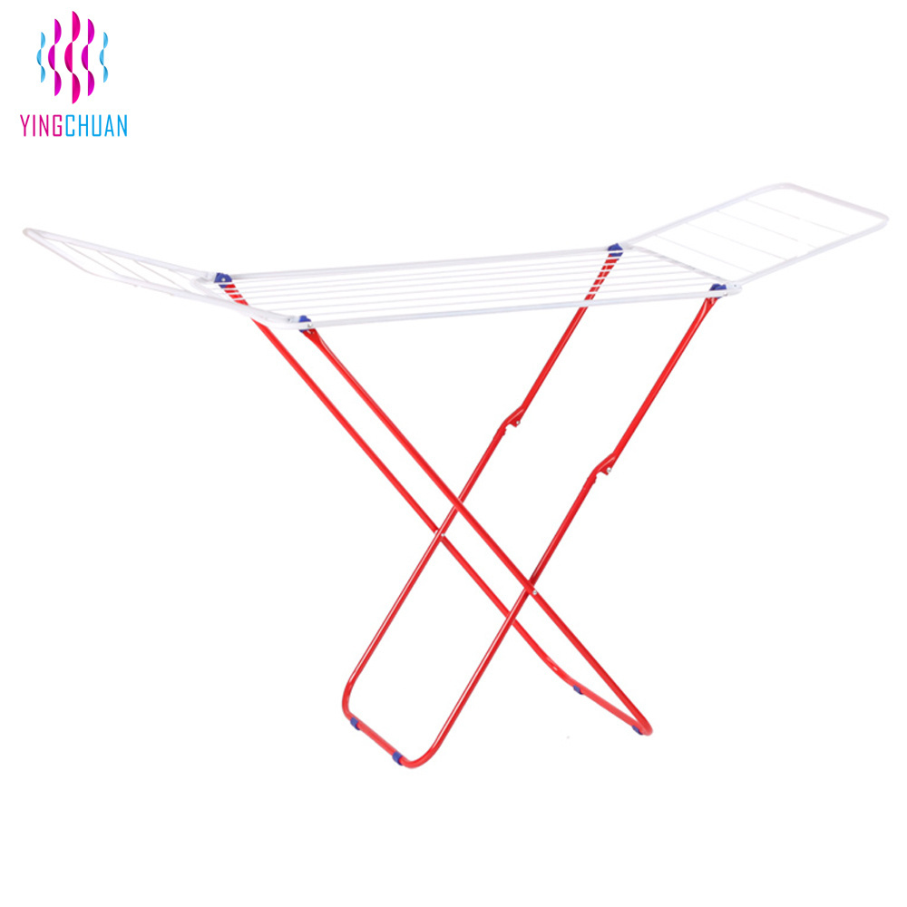 Foldable 2 layers mental material clothes hanger cloth drying rack