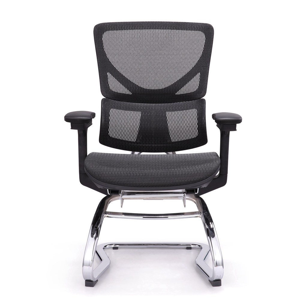 Simple Style Very Cheap Price Office Chair Without Wheels Mesh Backrest Meeting Room Conference Chair With Bow Base