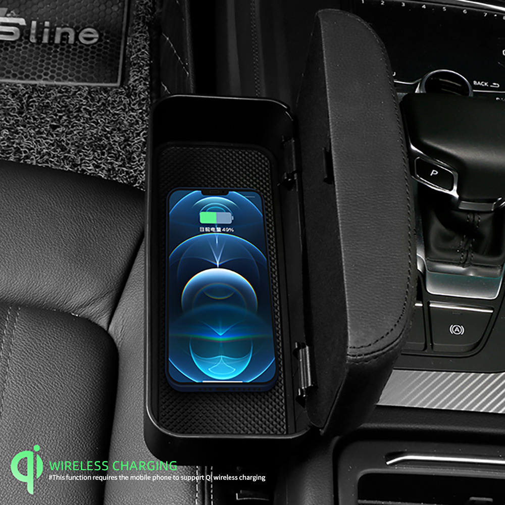 Wireless Charging Car Multi Armrest Center Console Organizer Storage Boxes Auto Universal Armrest Console Box