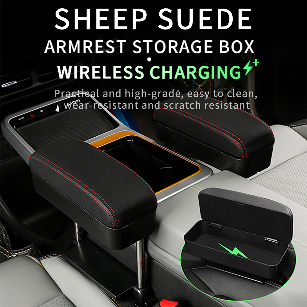 Wireless Charging Car Multi Armrest Center Console Organizer Storage Boxes Auto Universal Armrest Console Box