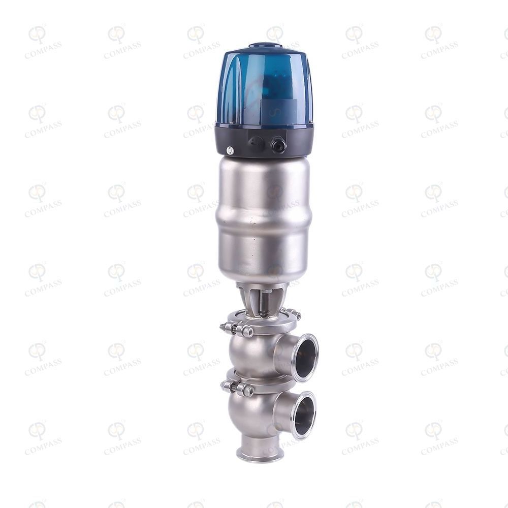 Stainless Steel  SS304 SS316L Sanitary Hygienic Pneumatic Flow Division Diverter Valve with C-top