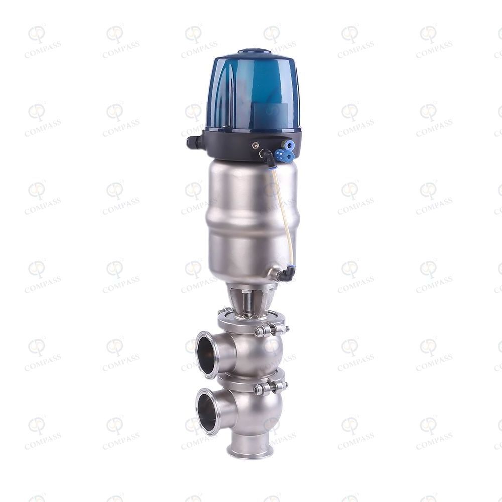 Stainless Steel  SS304 SS316L Sanitary Hygienic Pneumatic Flow Division Diverter Valve with C-top