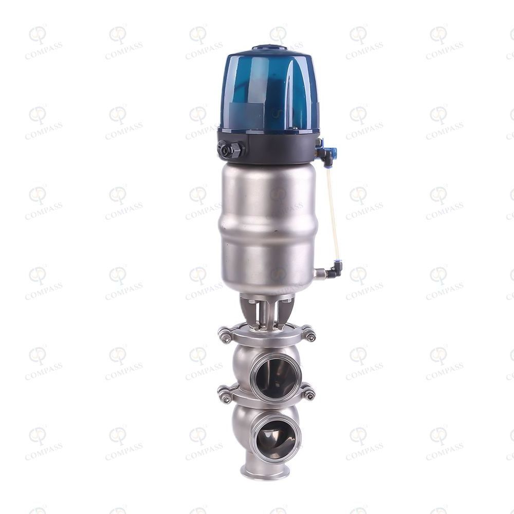 Stainless Steel  SS304 SS316L Sanitary Hygienic Pneumatic Flow Division Diverter Valve with C-top