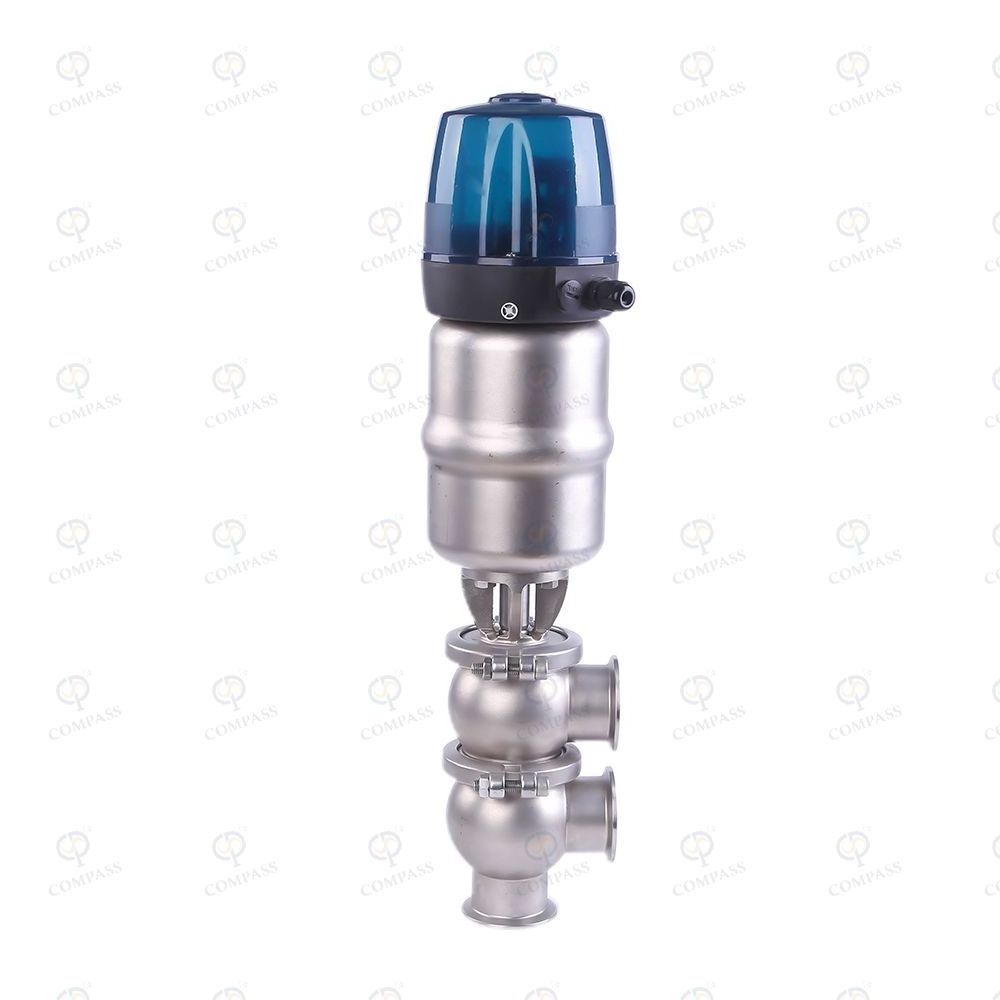 Stainless Steel  SS304 SS316L Sanitary Hygienic Pneumatic Flow Division Diverter Valve with C-top