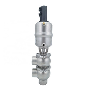 Stainless Steel SS316L Sanitary Hygienic 3-way LL Model Pneumatic Diverter Valve with Proximity Switch