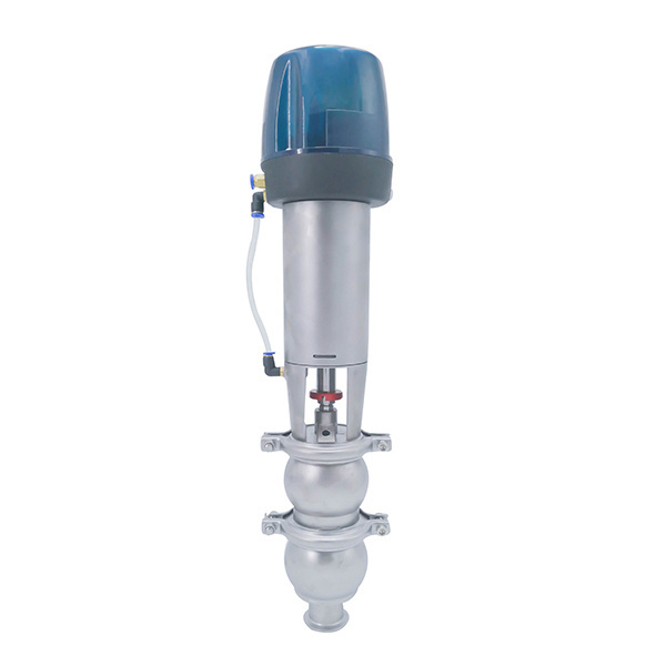 Sanitary Stainless Steel clamp Reversing Pneumatic Divert Seat Valve with 24V Control Head