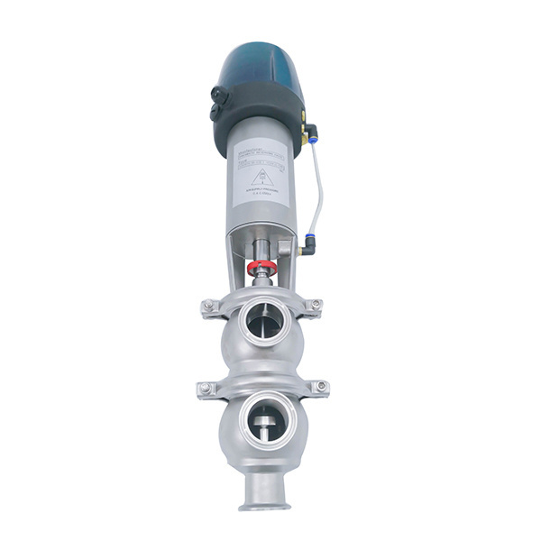 Sanitary Stainless Steel clamp Reversing Pneumatic Divert Seat Valve with 24V Control Head