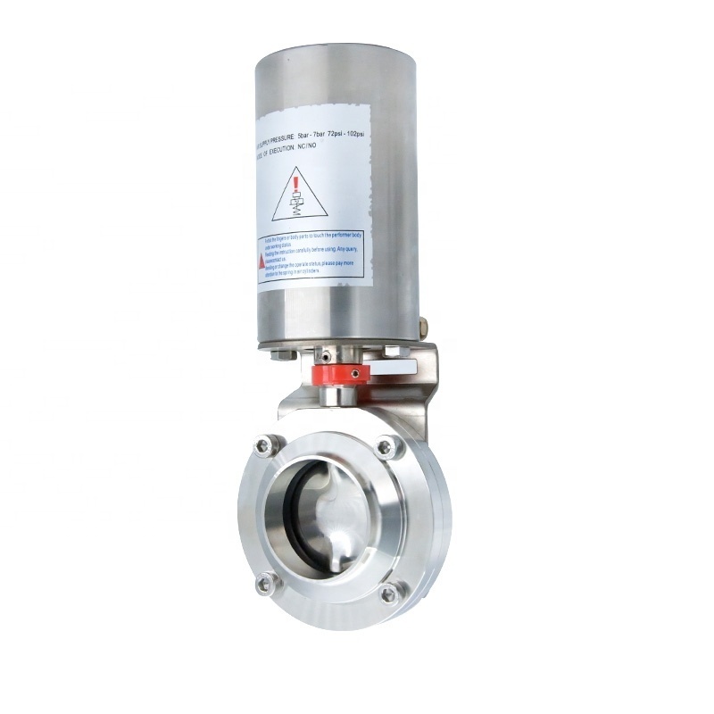 DN32 Stainless Steel High Temperature Pneumatic Weld Butterfly Valve with SS304 Grade