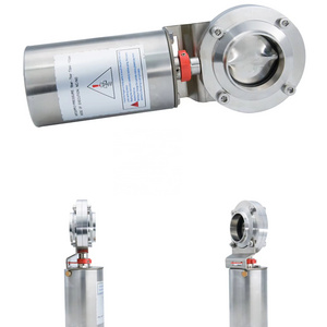 DN32 Stainless Steel High Temperature Pneumatic Weld Butterfly Valve with SS304 Grade