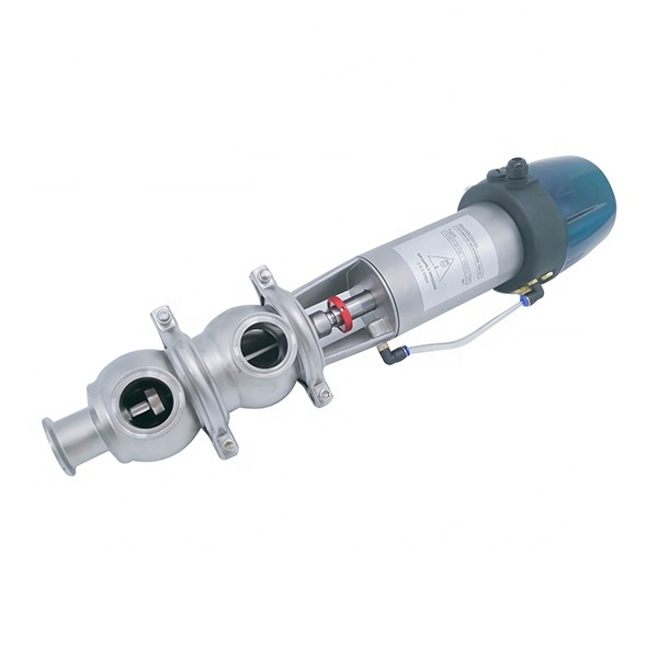 Stainless Steel SS304 Sanitary Hygienic 21Model LL Pneumatic Clamp Diverter Valve  with Control Head