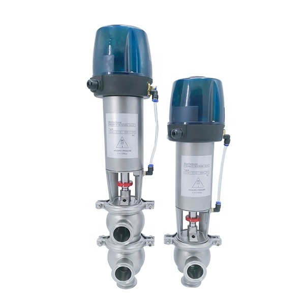 Stainless Steel SS304 Sanitary Hygienic 21Model LL Pneumatic Clamp Diverter Valve  with Control Head