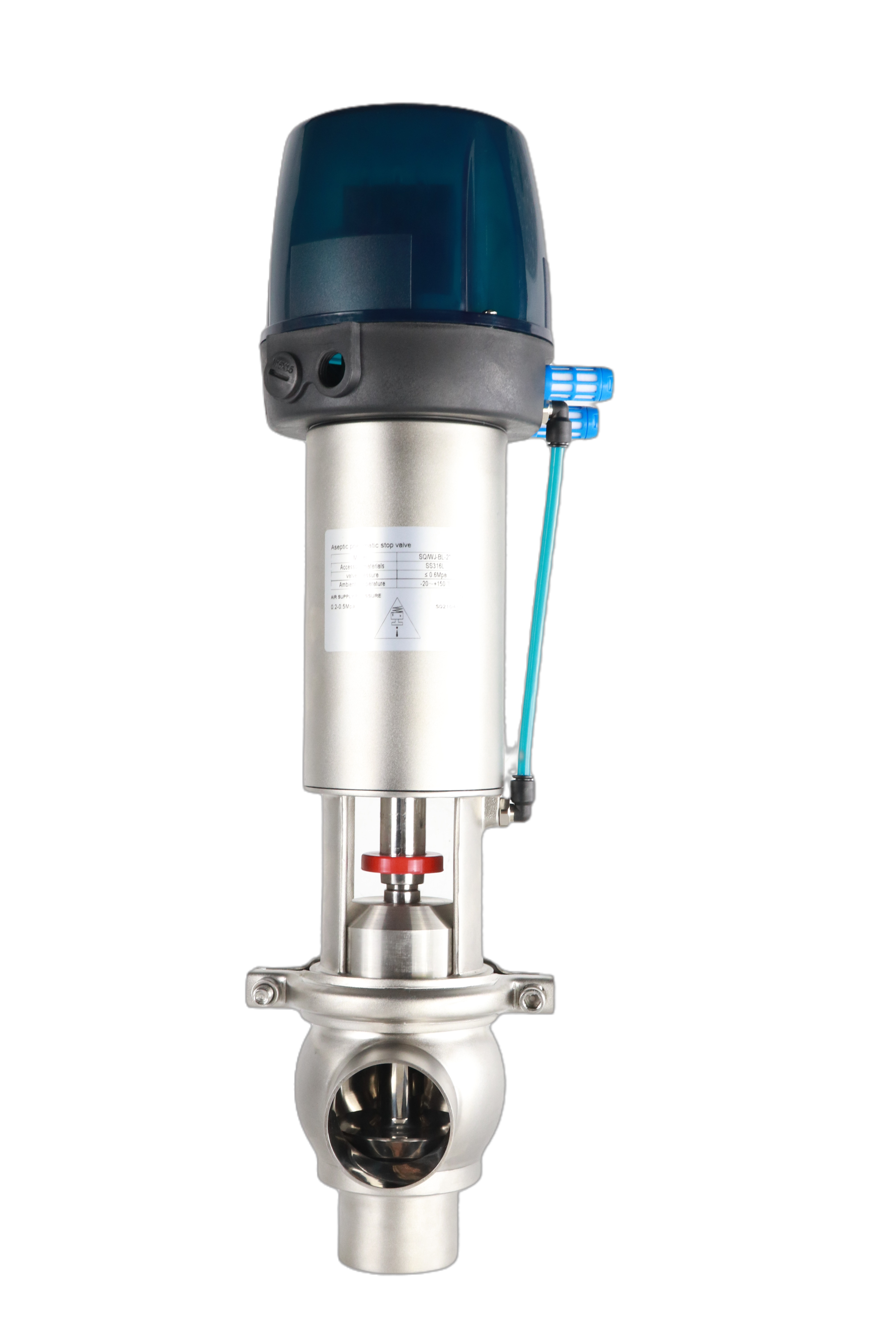 SS304 Food Grade Sanitary Intelligent 3 way aseptic diversing valves with 24V Control Head