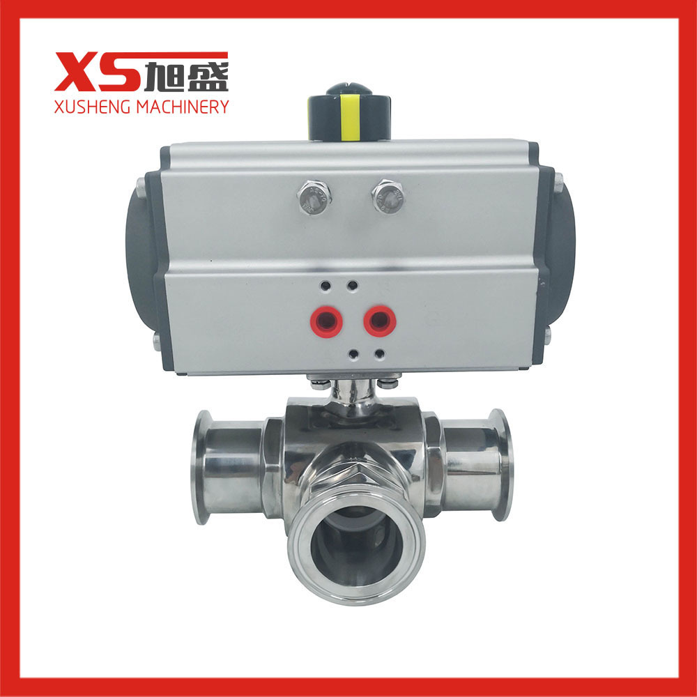 Food Grade Pneumatic Air Actuated Automated Sanitary Ball Valve For Drink Milk Beer