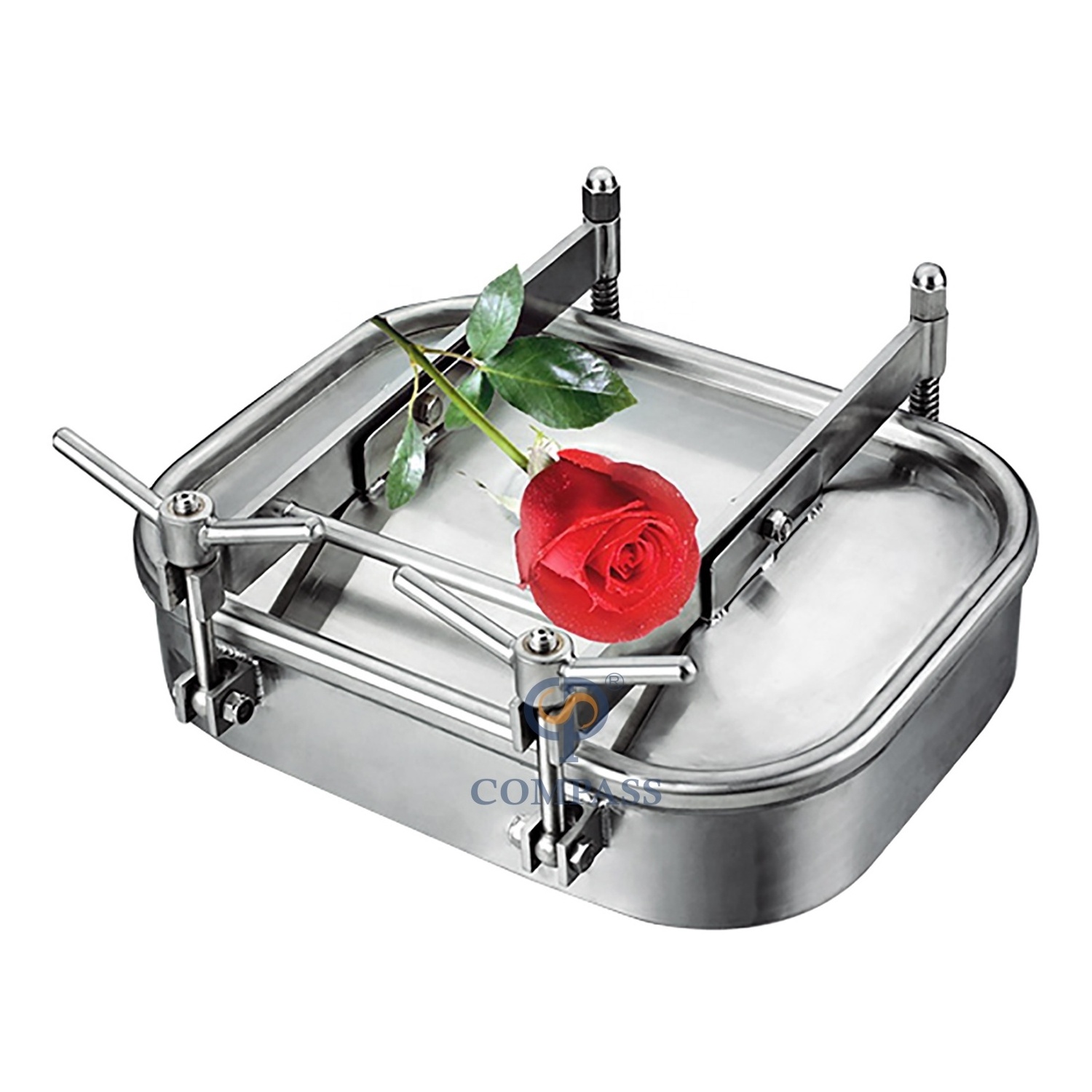 Hygienic Stainless Steel SS304 SS316L Sanitary YAF Manway Rectangular Tank Manway with Stainless Steel Handle