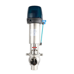 SS304 Food Grade Sanitary Intelligent 3 way aseptic diversing valves with 24V Control Head