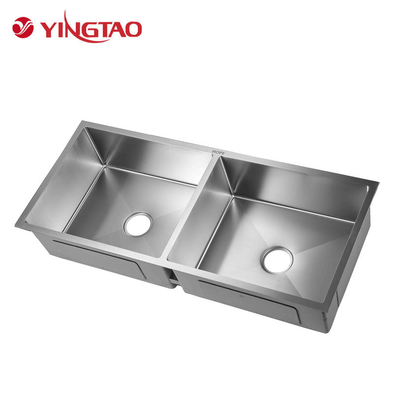 New household Double Bowl Sinks Drainboard 304 Stainless Steel Kitchen Sink For Workstation