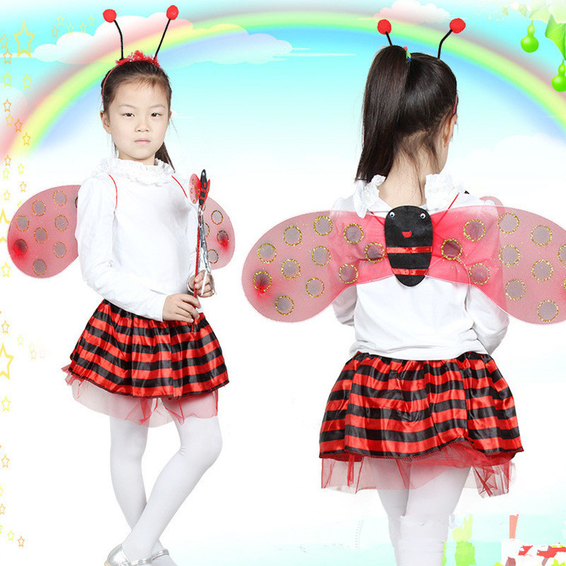 Butterfly Bees Ladybug Costume Ballet Tutu Skirt Fairy Wing and Headband for Kids Birthday Halloween Party Dress Up