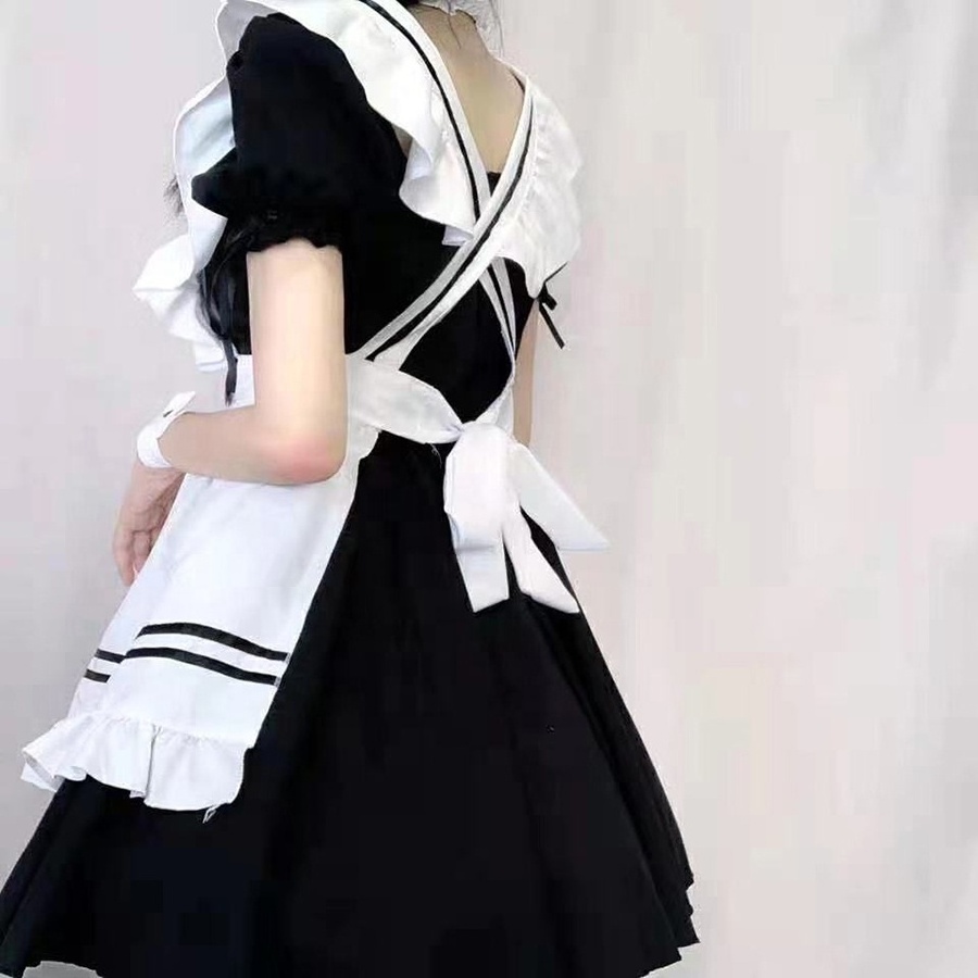 Lolita Maid Dress Girls Women Lovely Maid Cosplay Anime Costumes Lolita Dresses Cafe Waitress Maid Outfit Halloween Costume