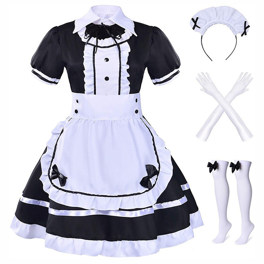 Maid Outfit Anime Sexy Black White Apron Dress Cosplay Costume Party Dress Alice Dream Women Sissy Maid Lolita Cosplay Costume