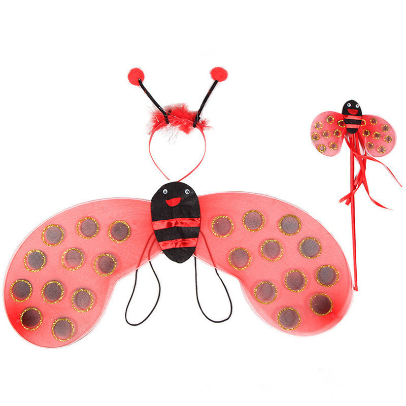 Butterfly Bees Ladybug Costume Ballet Tutu Skirt Fairy Wing and Headband for Kids Birthday Halloween Party Dress Up