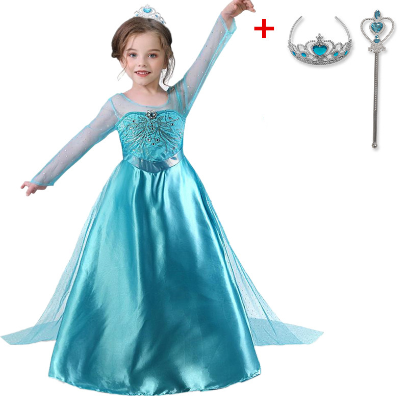 16 Styles Elsa Princess Costumes For Kids Halloween Christmas Party Cosplay Snow Queen Fancy Dresses Girls Snow flake Prom Gown