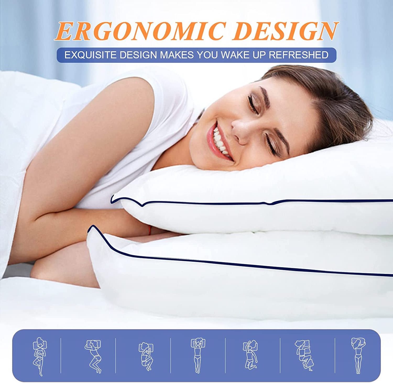 Home Decor Easy For Clean Bed Body 100% Cotton Pillow For Deep Sleeping