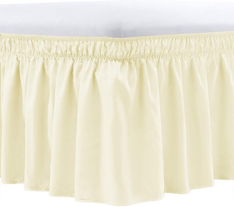 Wrap Around Bed Skirt Elastic Dust Ruffle - Easy Wrap Around Ruffle Skirt 18 Inch Depth