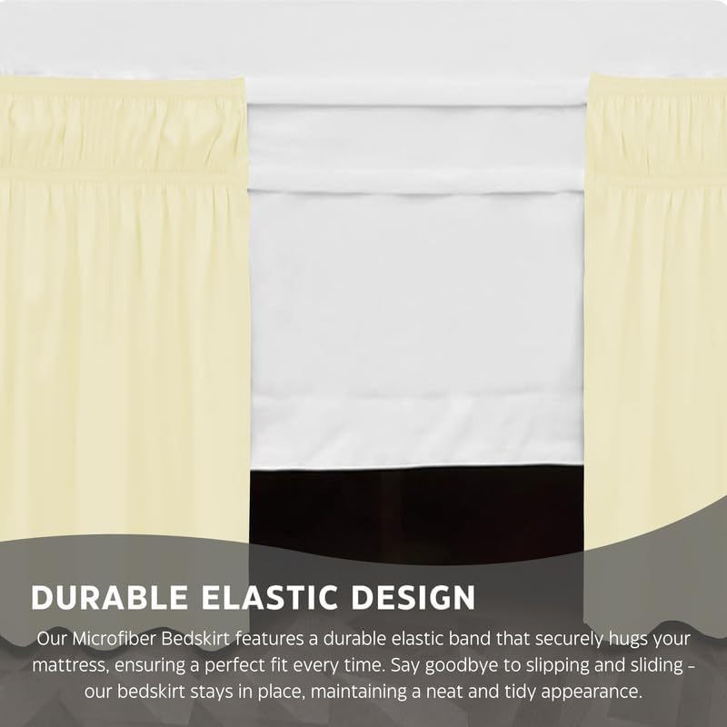 Wrap Around Bed Skirt Elastic Dust Ruffle - Easy Wrap Around Ruffle Skirt 18 Inch Depth