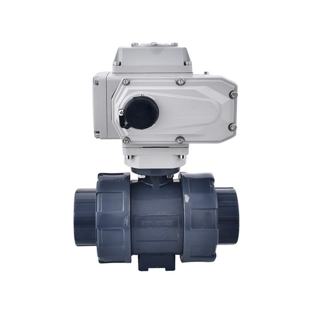 YIRUITE DN50 2 Way 3 Ways Electric Upvc Ball Valve 12V DC PVC Double Union Ball Valve Motorized Ball Valve