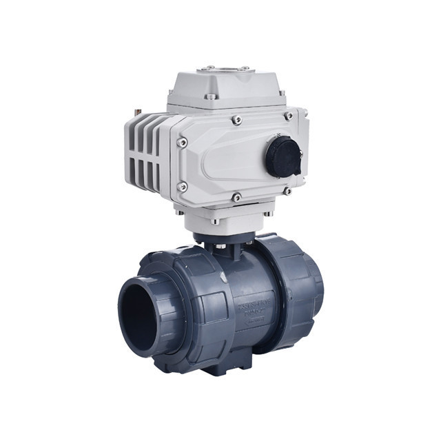 YIRUITE DN50 2 Way 3 Ways Electric Upvc Ball Valve 12V DC PVC Double Union Ball Valve Motorized Ball Valve