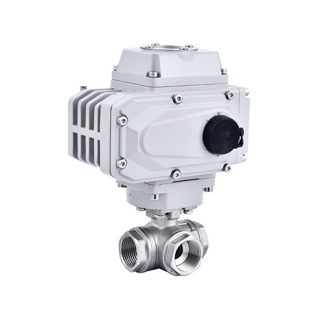 YIRUITE Electric 3-way Control Valve Motor Regulator Electically Operated Stainless Steel Thread 3 Way Valve with electric motor