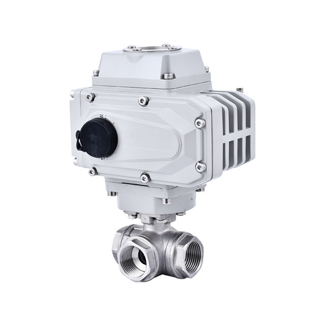 YIRUITE Electric 3-way Control Valve Motor Regulator Electically Operated Stainless Steel Thread 3 Way Valve with electric motor